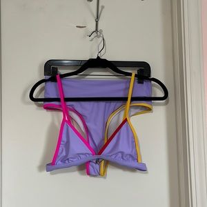 Multi color high waist triangle bikini swimsuit